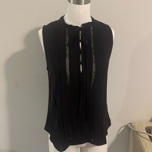 Blu Pepper Brown Sleeveless Blouse with Tie Front